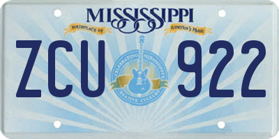 MS license plate ZCU922
