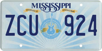 MS license plate ZCU924