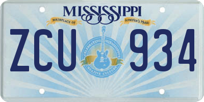 MS license plate ZCU934