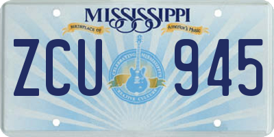 MS license plate ZCU945