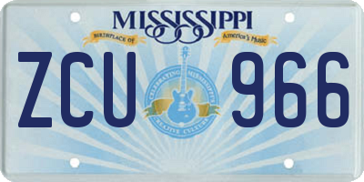 MS license plate ZCU966