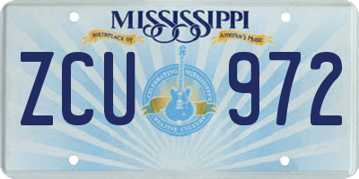MS license plate ZCU972