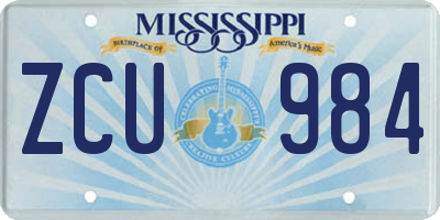 MS license plate ZCU984