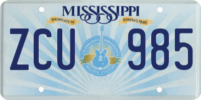 MS license plate ZCU985
