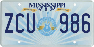 MS license plate ZCU986