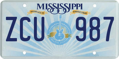 MS license plate ZCU987