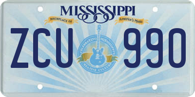 MS license plate ZCU990