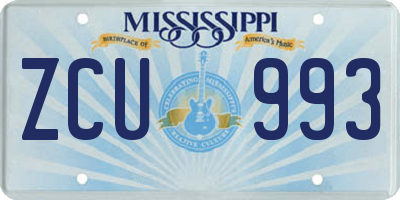 MS license plate ZCU993