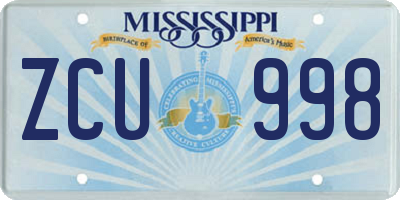MS license plate ZCU998
