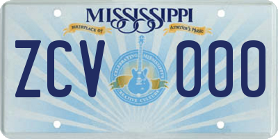 MS license plate ZCV000