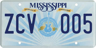MS license plate ZCV005