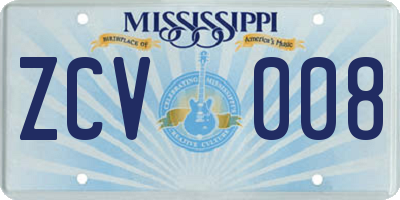 MS license plate ZCV008
