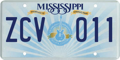 MS license plate ZCV011