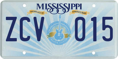 MS license plate ZCV015
