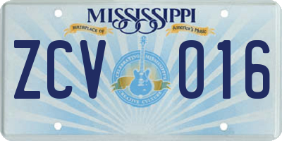 MS license plate ZCV016