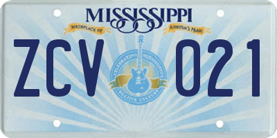 MS license plate ZCV021