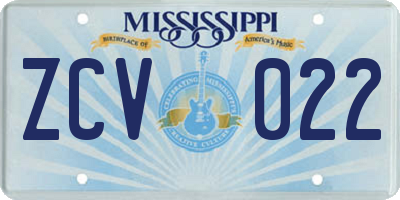 MS license plate ZCV022