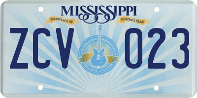 MS license plate ZCV023
