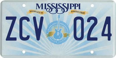MS license plate ZCV024