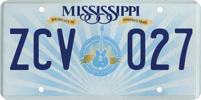 MS license plate ZCV027