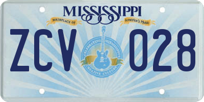 MS license plate ZCV028