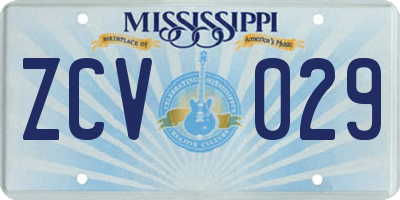 MS license plate ZCV029