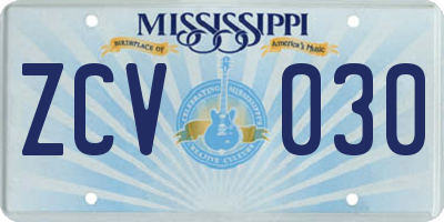 MS license plate ZCV030