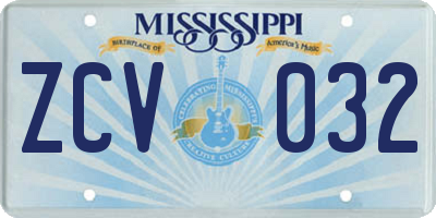 MS license plate ZCV032