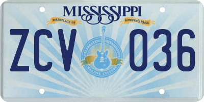 MS license plate ZCV036