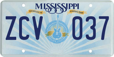 MS license plate ZCV037