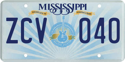 MS license plate ZCV040