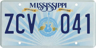 MS license plate ZCV041