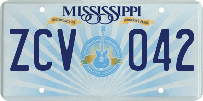 MS license plate ZCV042