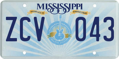 MS license plate ZCV043