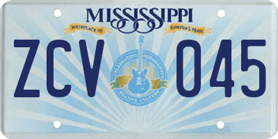 MS license plate ZCV045