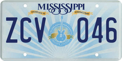 MS license plate ZCV046