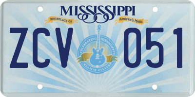 MS license plate ZCV051