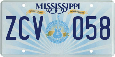 MS license plate ZCV058