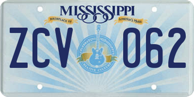 MS license plate ZCV062