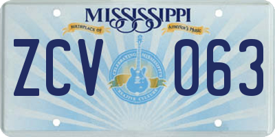 MS license plate ZCV063