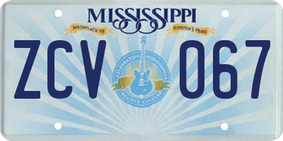 MS license plate ZCV067