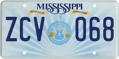 MS license plate ZCV068