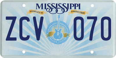 MS license plate ZCV070