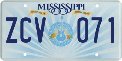 MS license plate ZCV071
