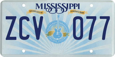 MS license plate ZCV077