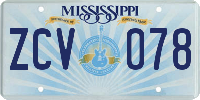 MS license plate ZCV078