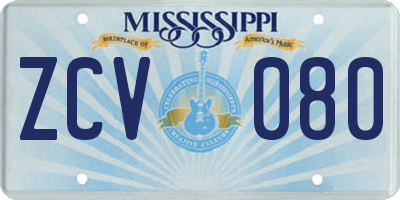MS license plate ZCV080