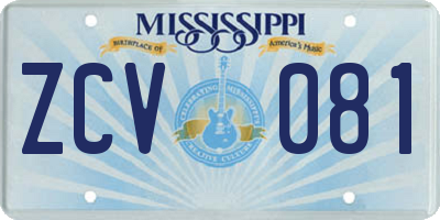 MS license plate ZCV081