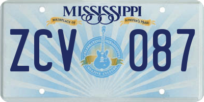 MS license plate ZCV087