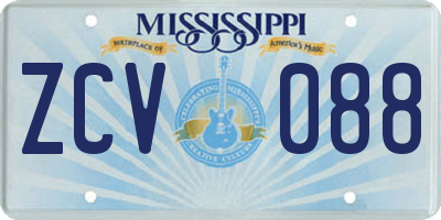MS license plate ZCV088